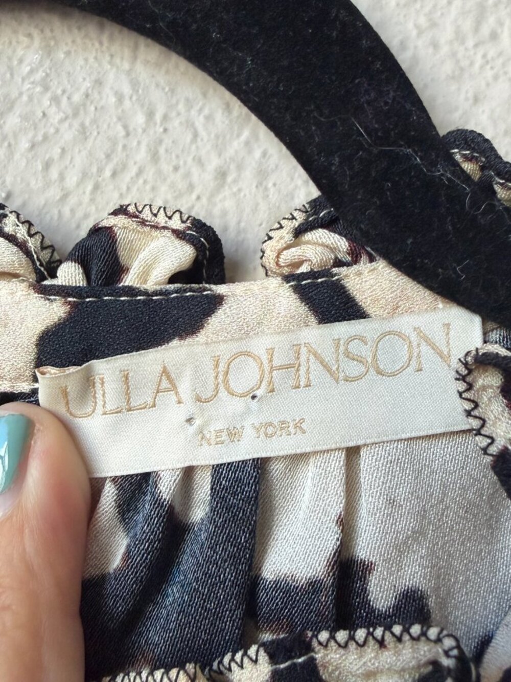 Ulla Johnson Julia Cream Black Floral Ruffle Sleeve Blouse Size 4 - Picture 4 of 6